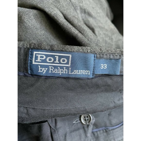 Polo Ralph Lauren Wool Pants Made in Italy Gray Cuffed Flat Front Mens 33x29. - Picture 5 of 11